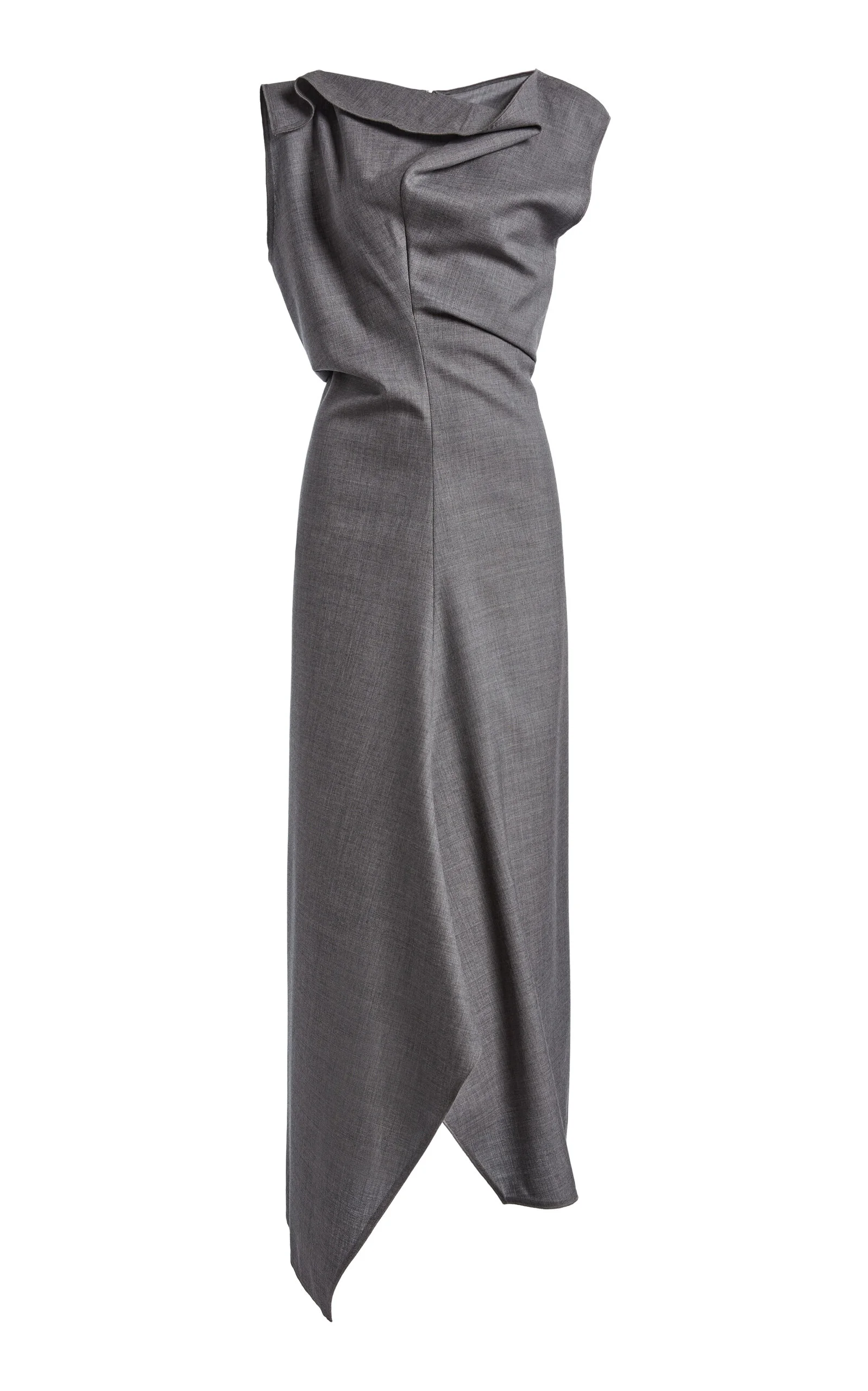 Draped Wool Midi Dress light grey - 1
