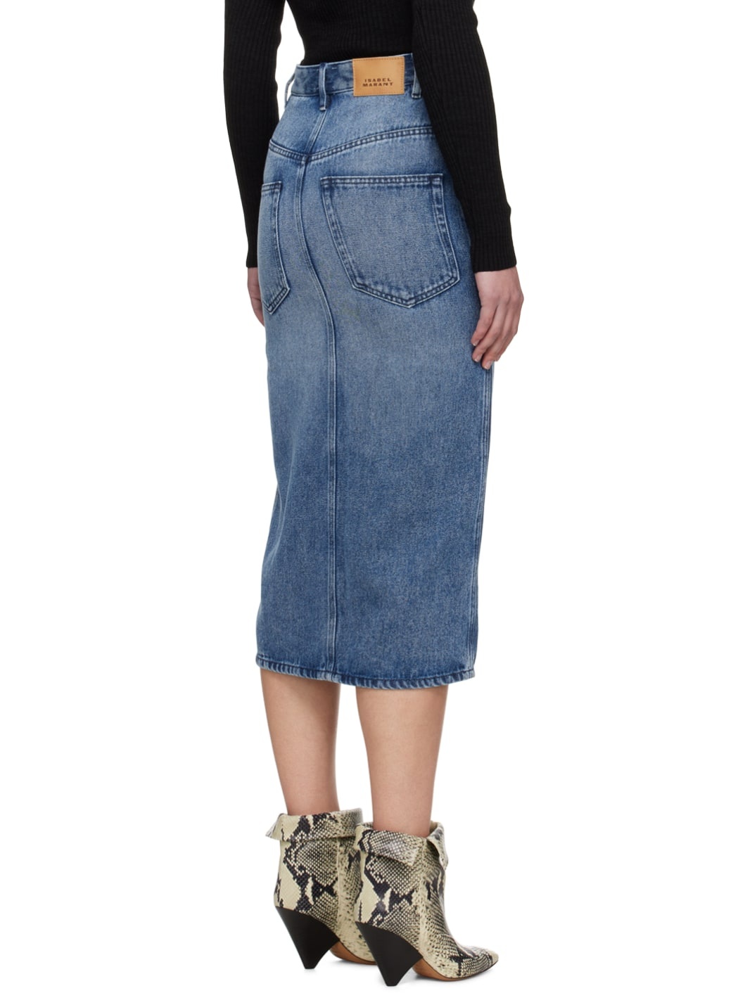 Blue Tilauria Denim Midi Skirt - 3