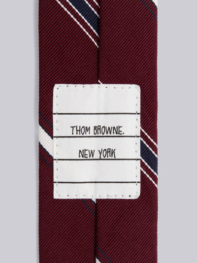 Thom Browne Dark Red Silk and Cotton Jacquard Alternating Stripe Classic Tie outlook