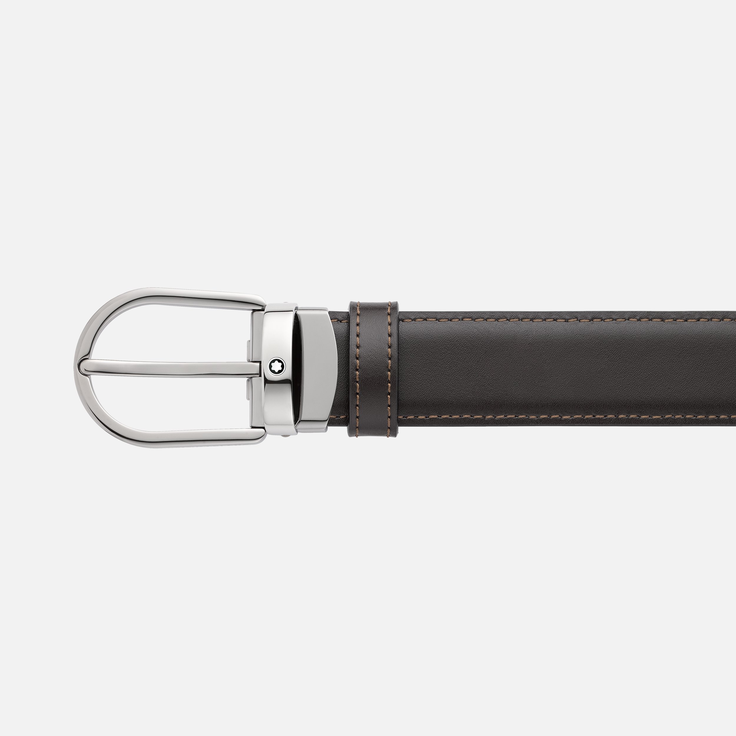 Horseshoe buckle black/brown 30 mm reversible leather belt - 3