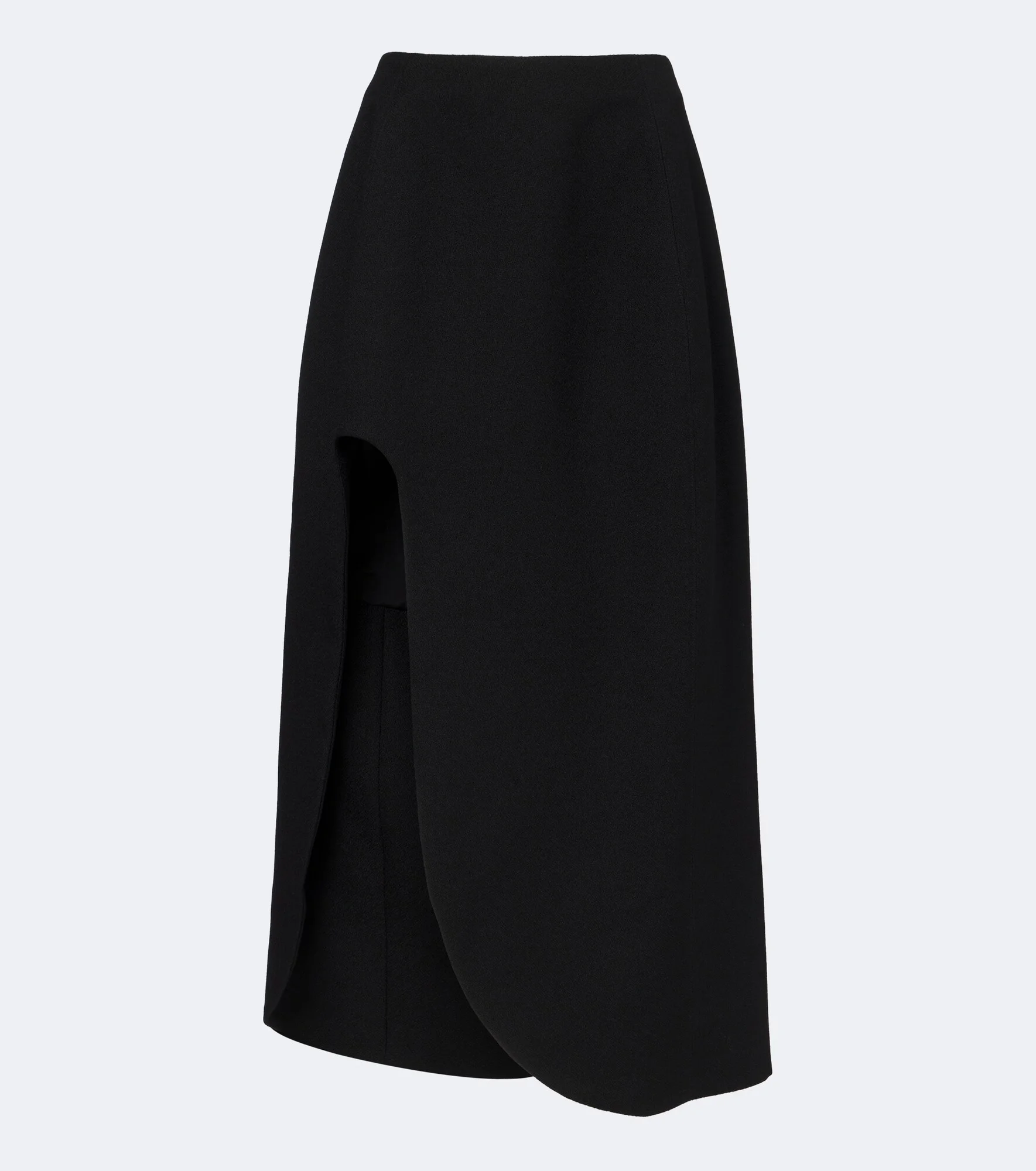 Asymmetric virgin wool midi skirt - 1