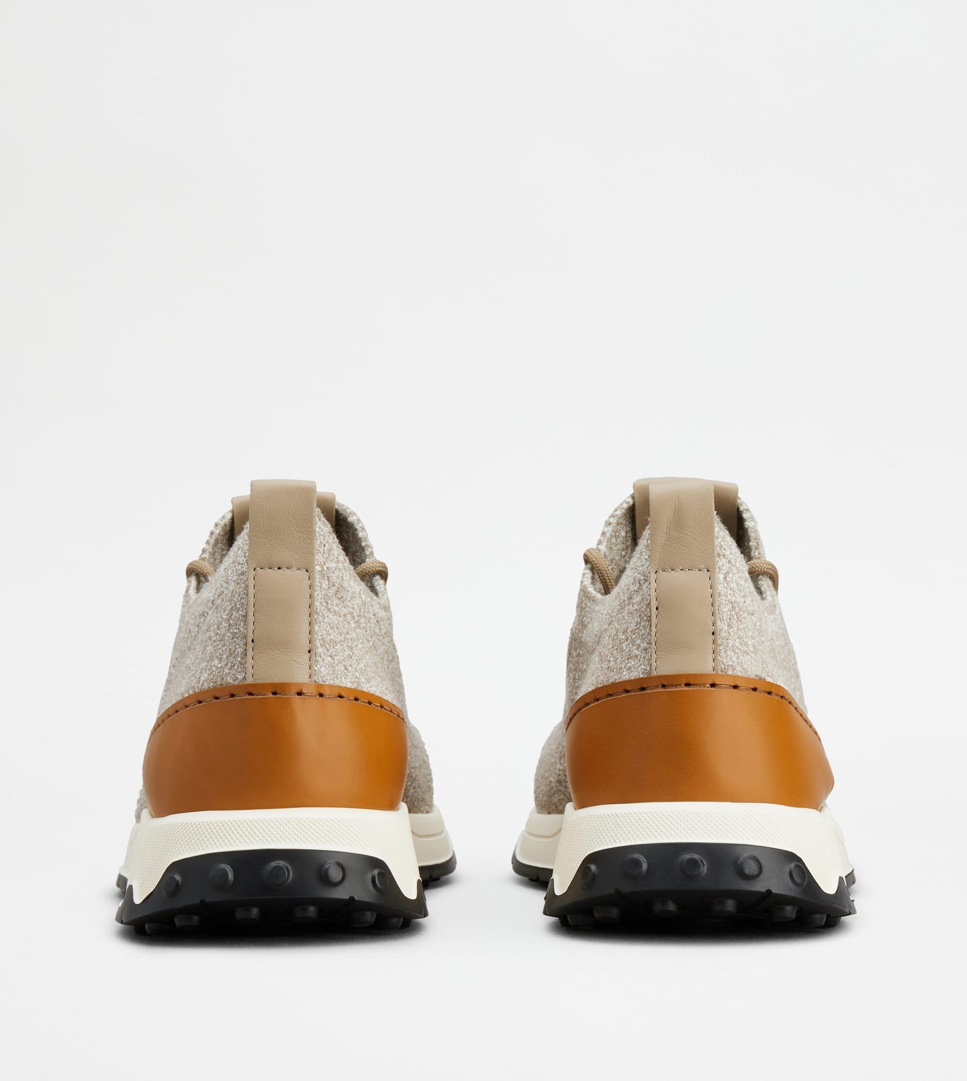 SOCK SNEAKERS IN TECHNICAL FABRIC AND LEATHER - BEIGE, BROWN - 2