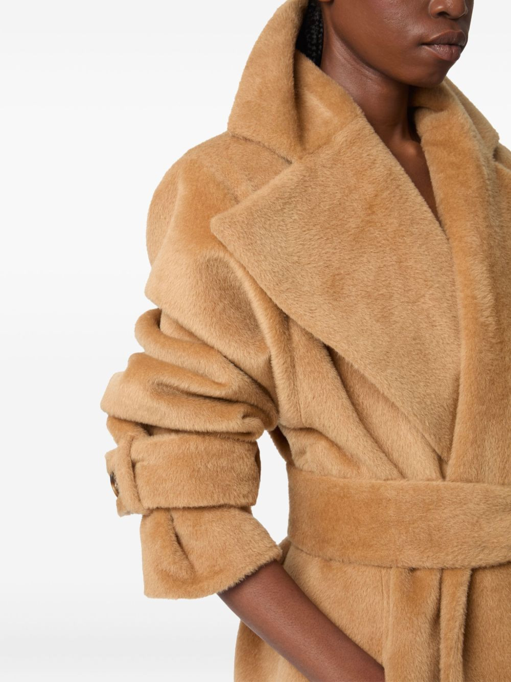 belted brushed wool coat - 5