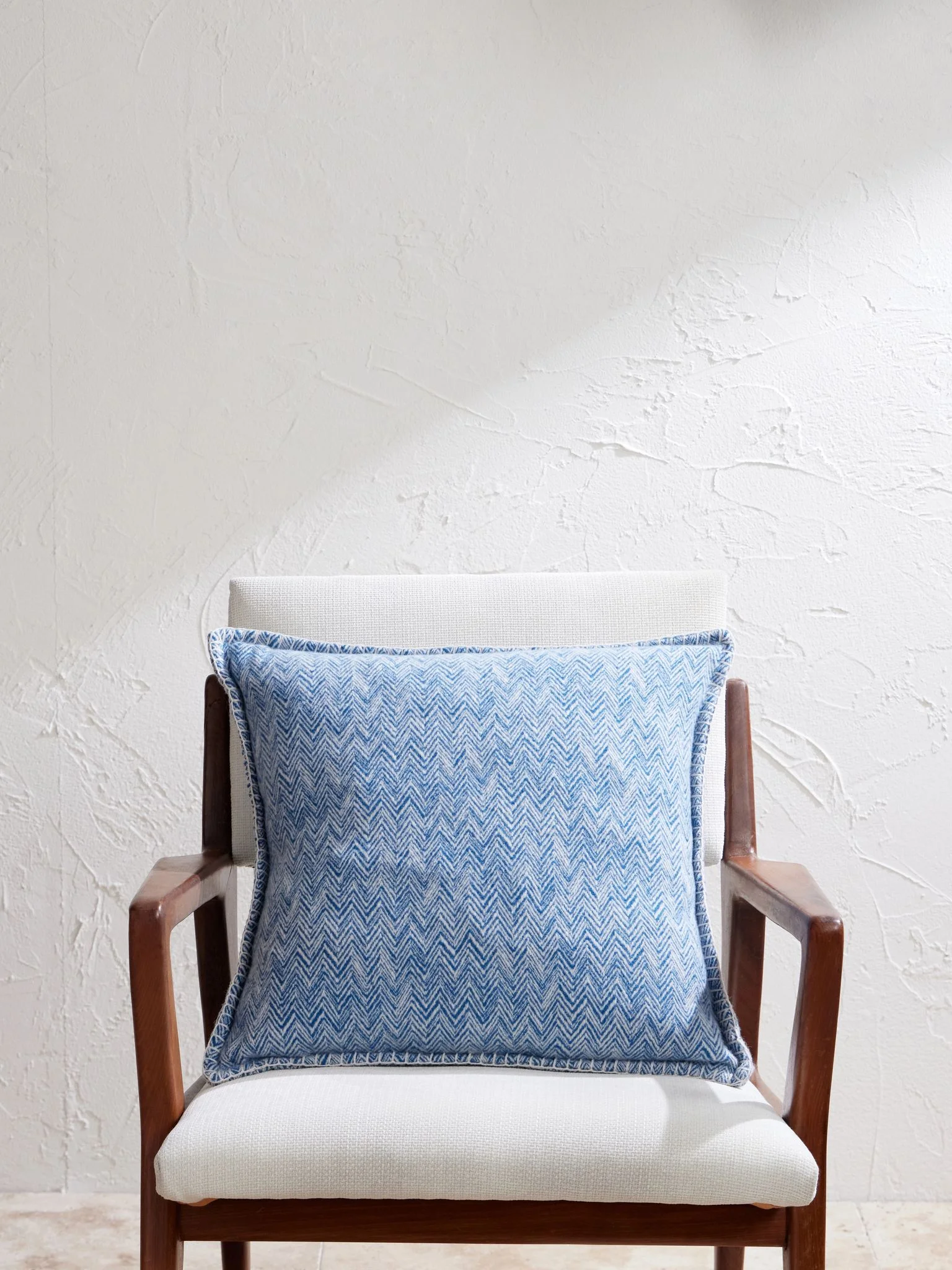 Camelia Striped Wool and Cashmere-Blend Cushion Blue - 1