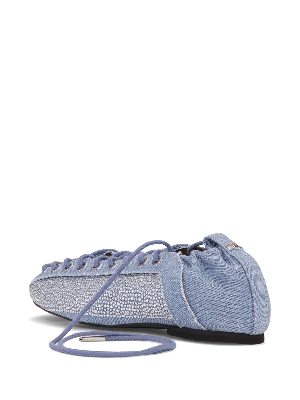 denim lace-up ballet flats - 2