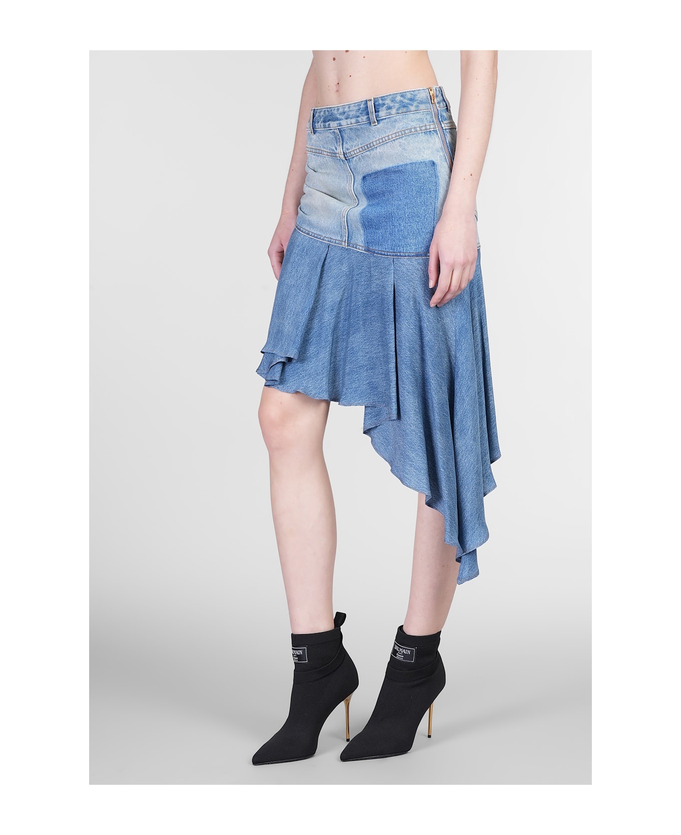 Skirt In Blue Cotton - 4