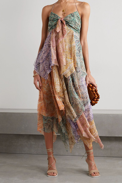 Zimmermann Brighton tiered patchwork paisley-print silk-crepon midi dress outlook