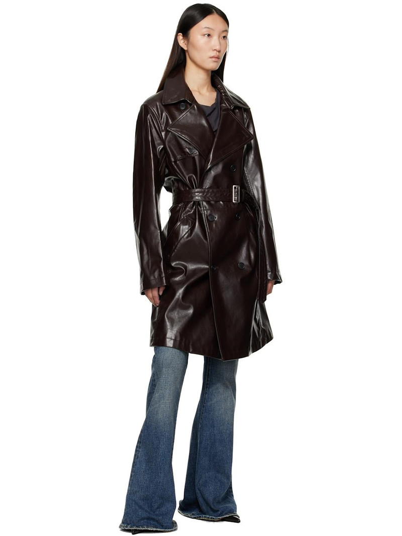 MM6 Maison Margiela Burgundy Rain Faux-Leather Trench Coat outlook