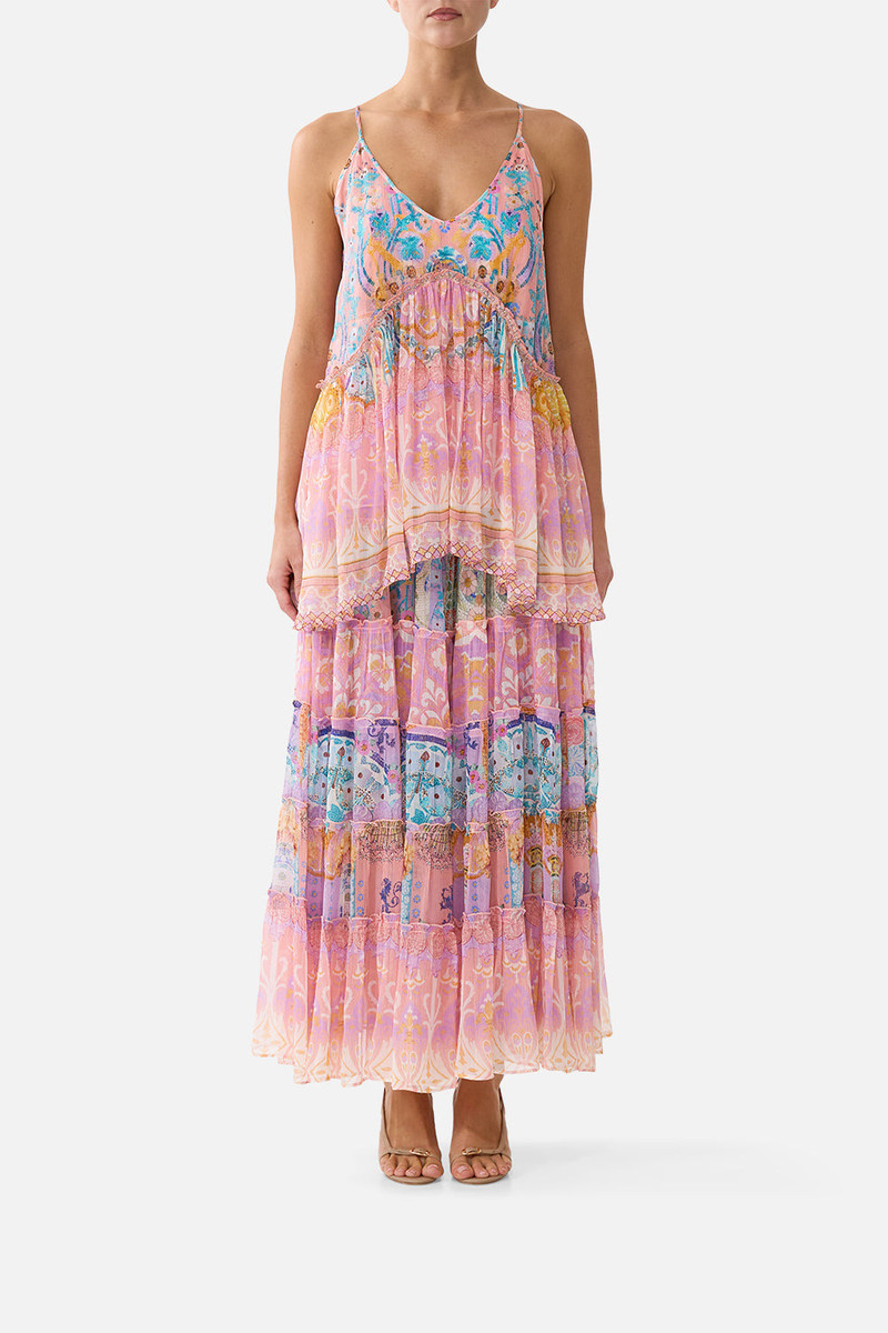 CAMILLA SHIRRED WAIST TIERED CIRCLE SKIRT outlook