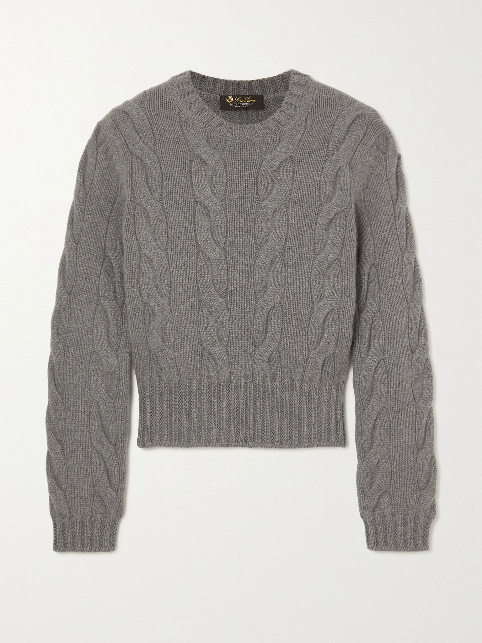 Cable-knit cashmere sweater Gray - 1