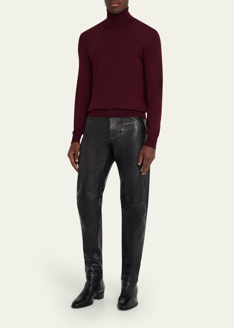 SAINT LAURENT Men's Slim Textured Leather Pants outlook