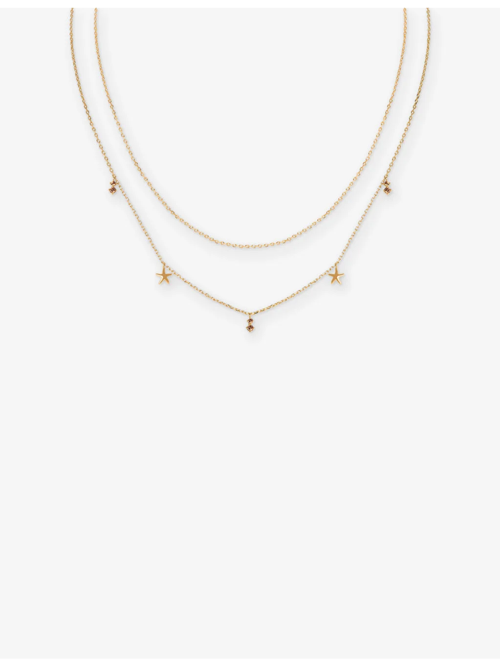 Starfish Double Chain 18ct Gold-Plated Sterling-Silver and Cubic Zirconia Necklace - 1