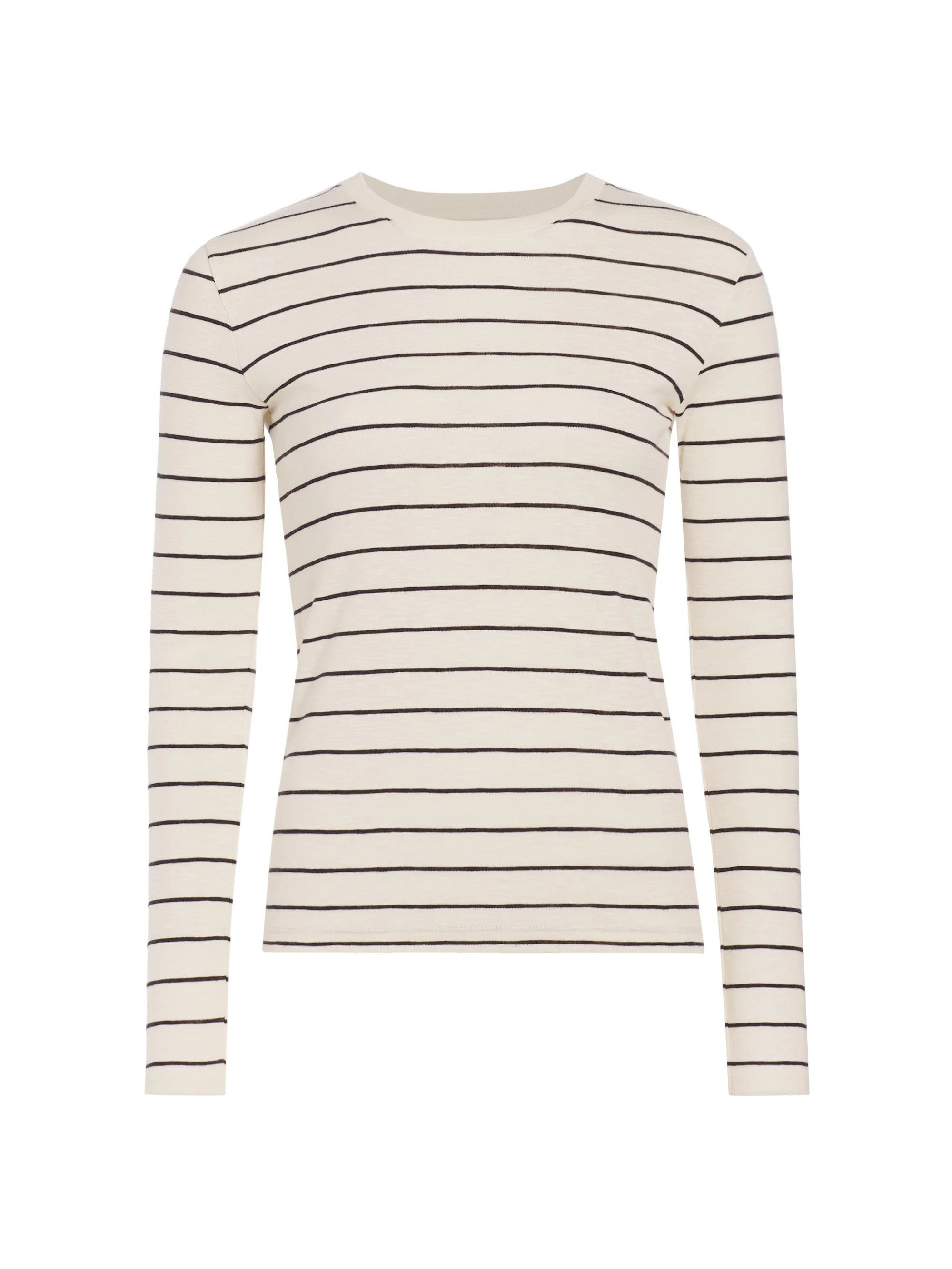 Women's Striped Cotton-Blend Crewneck Long-Sleeve T-Shirt - Black Combo - 1
