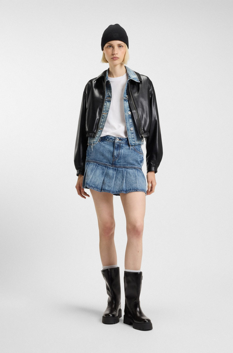 HUGO CROPPED JACKET IN FAUX LEATHER WITH EMBOSSED REAR LOGO outlook