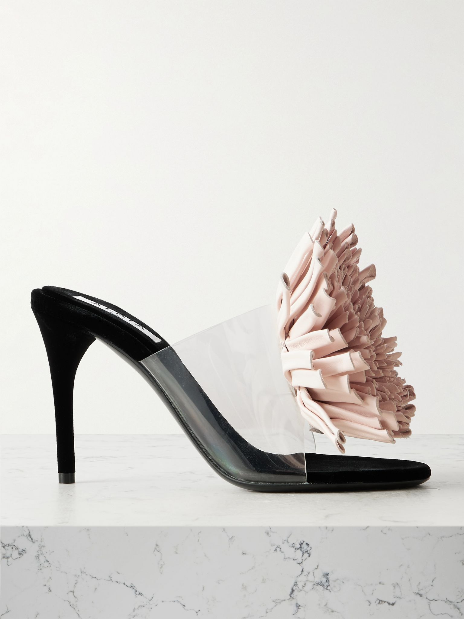 Leather-trimmed PVC and velvet sandals Blush - 1