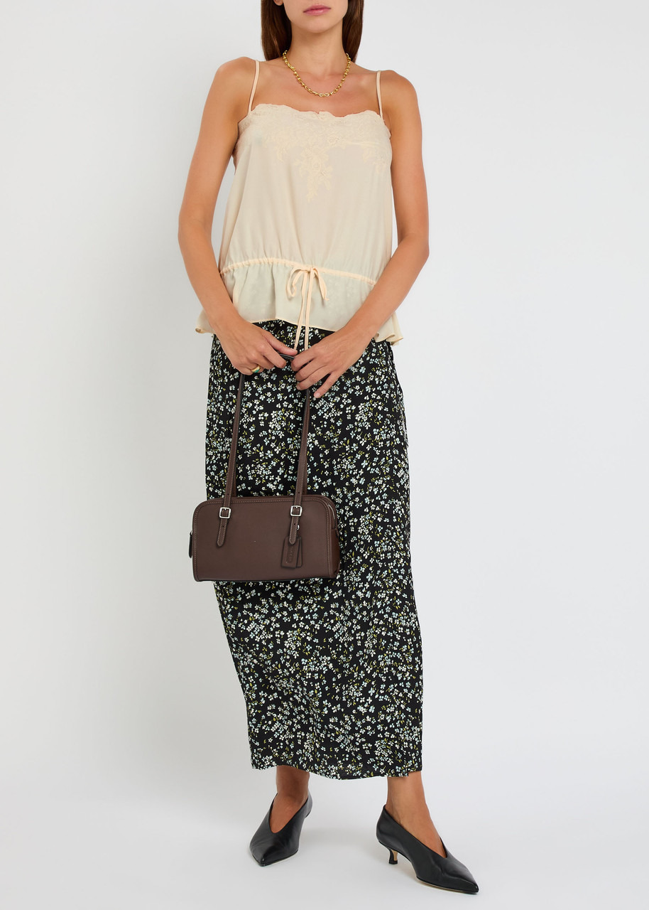 Reformation Silvia Lace-trimmed Silk top - 4