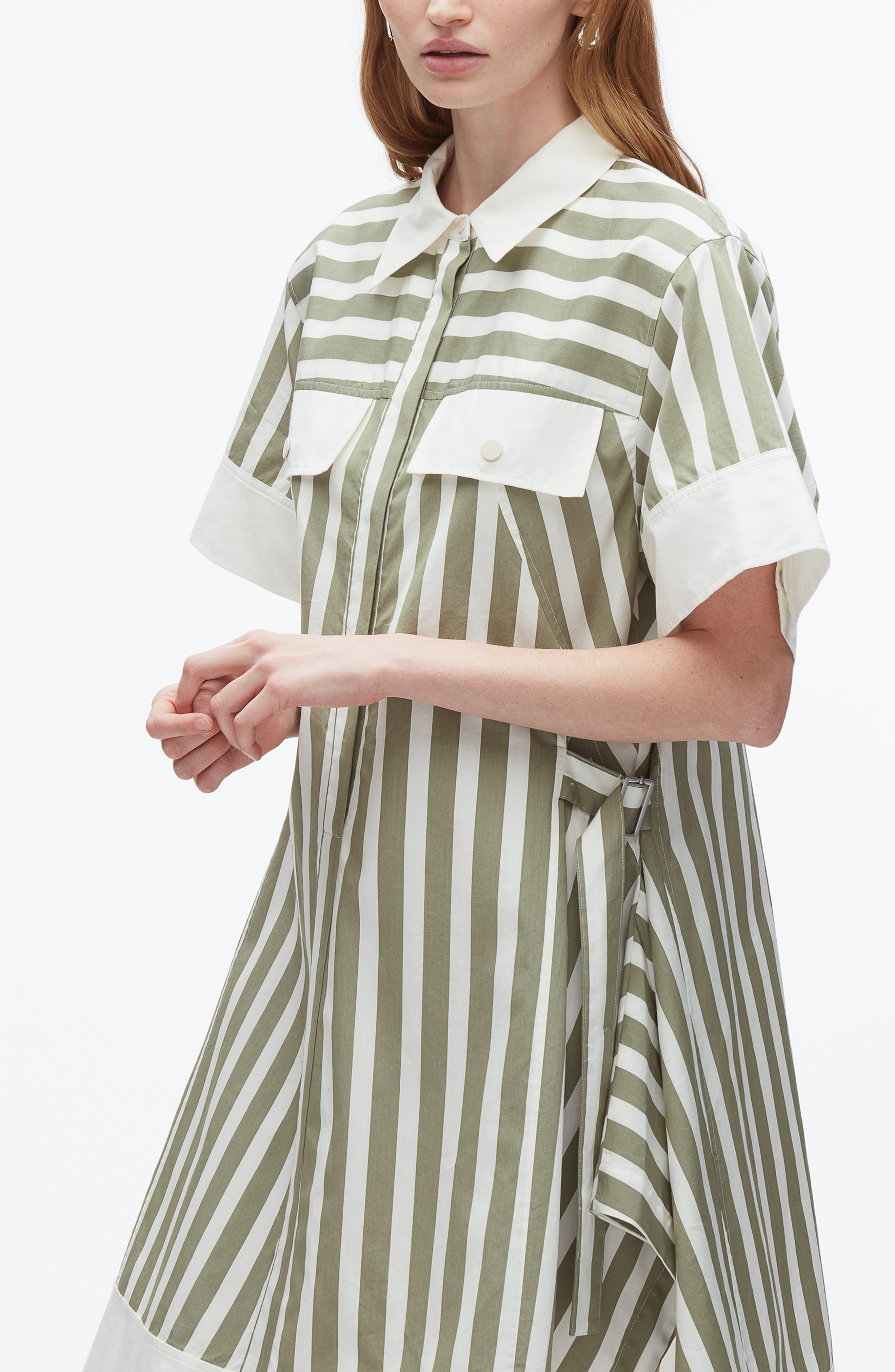 3.1 Phillip Lim Stripe Cotton & Silk Shirtdress in Thyme Multi at Nordstrom - 4