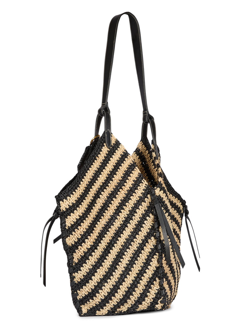 Women's Tampa Striped Raffia Tote Bag - Black Natural 3