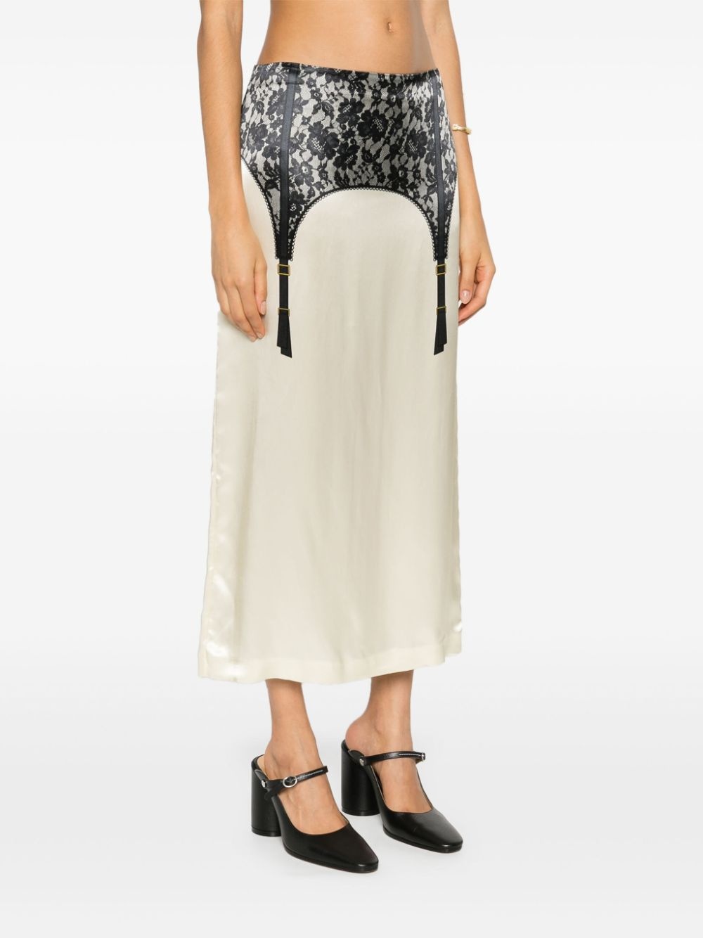 lingerie-print midi skirt - 3