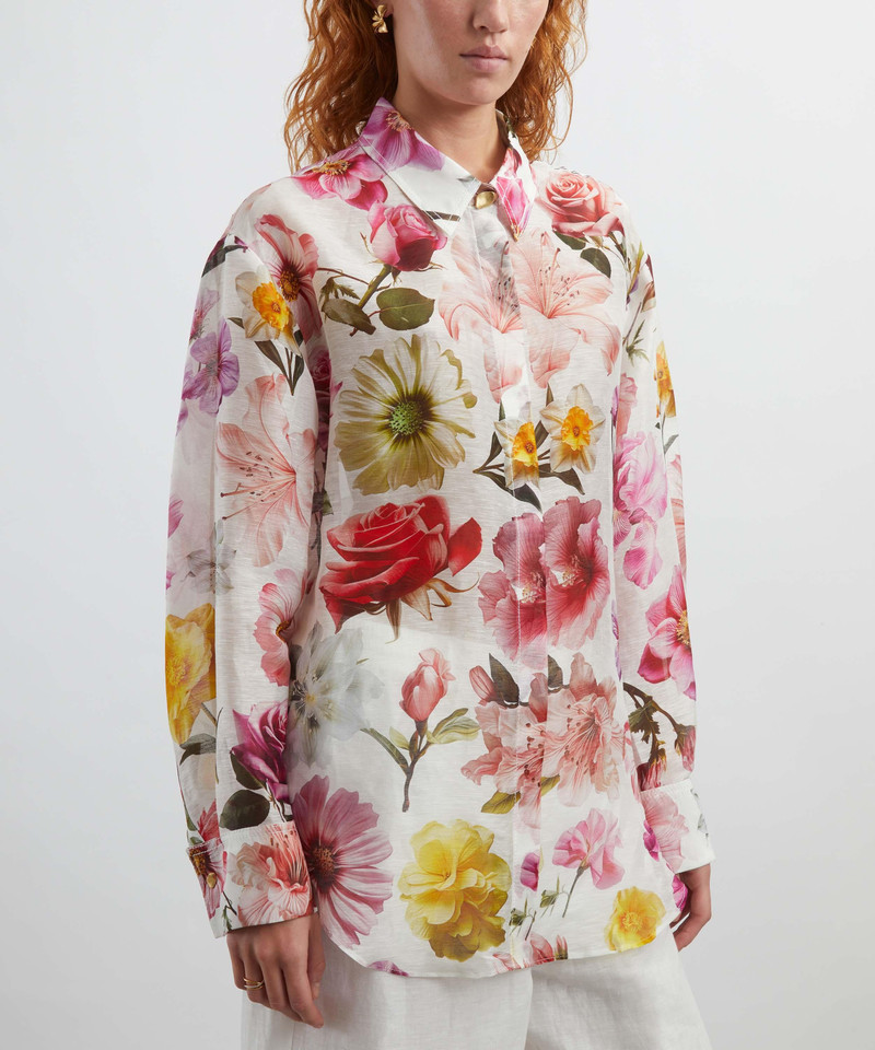 Aje. Fleur Linen-Silk Shirt outlook