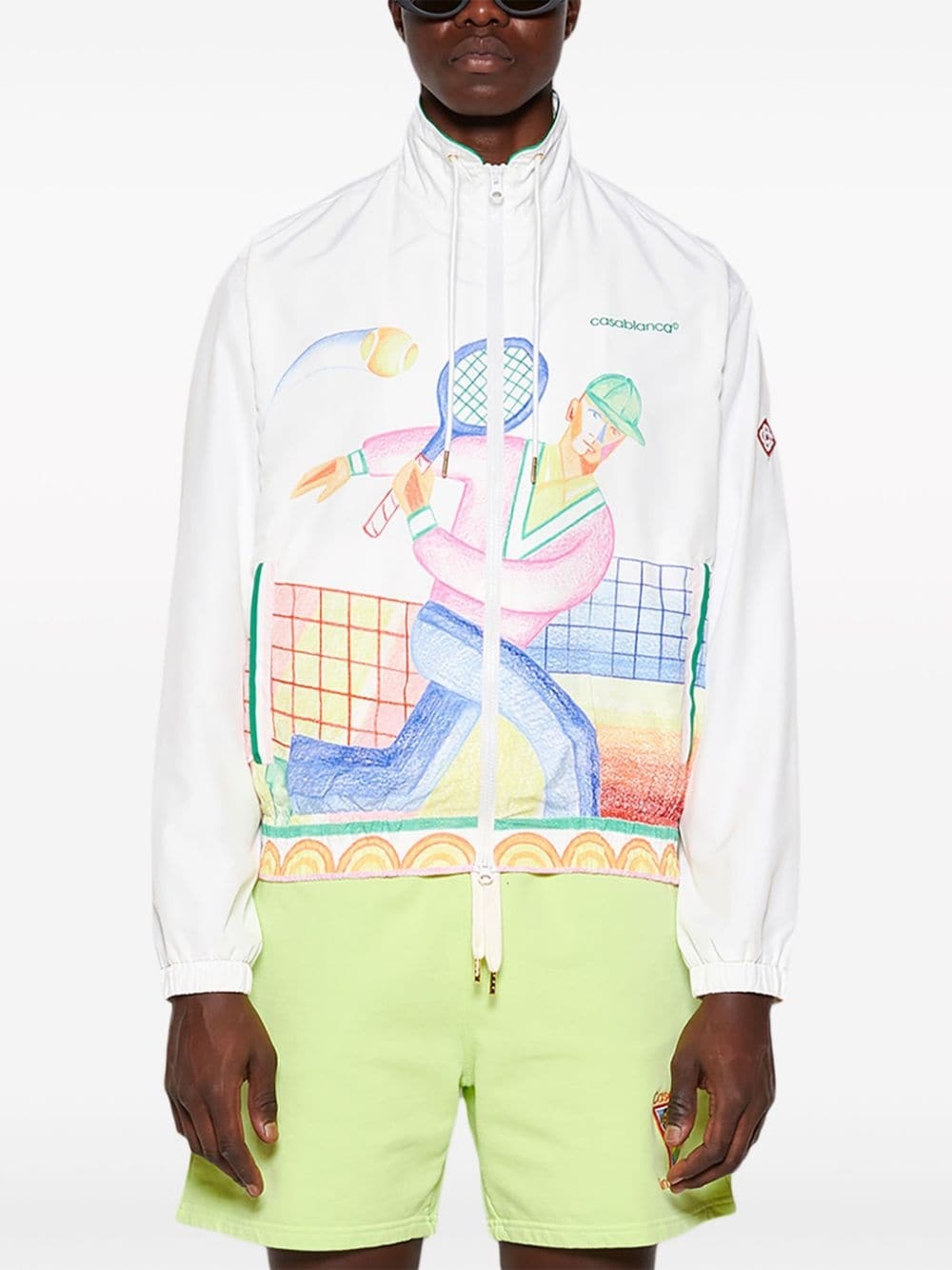 illustration-print zip-up jacket - 3