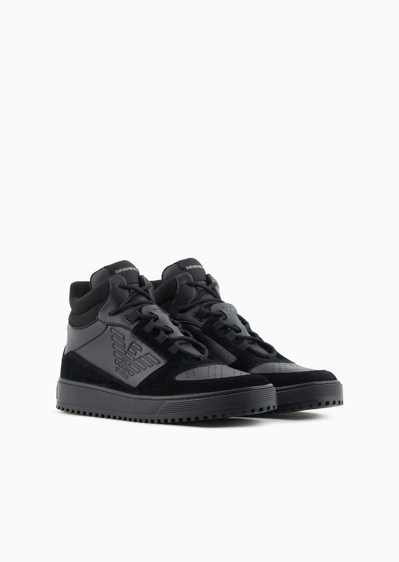 Leather and suede high-top sneakers - 2