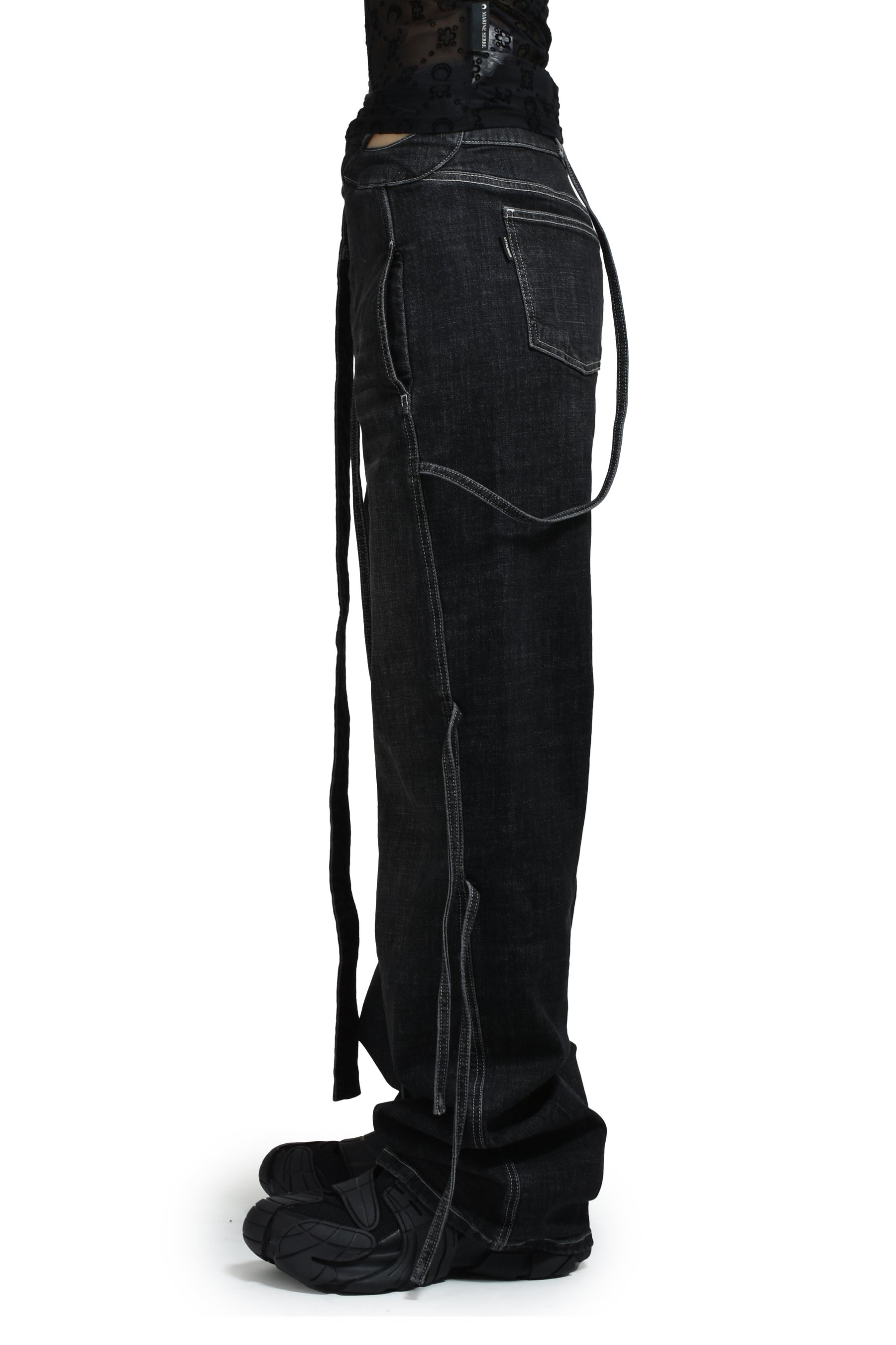 STRAPPY SIGNATURE WRAP JEANS / BLK - 3