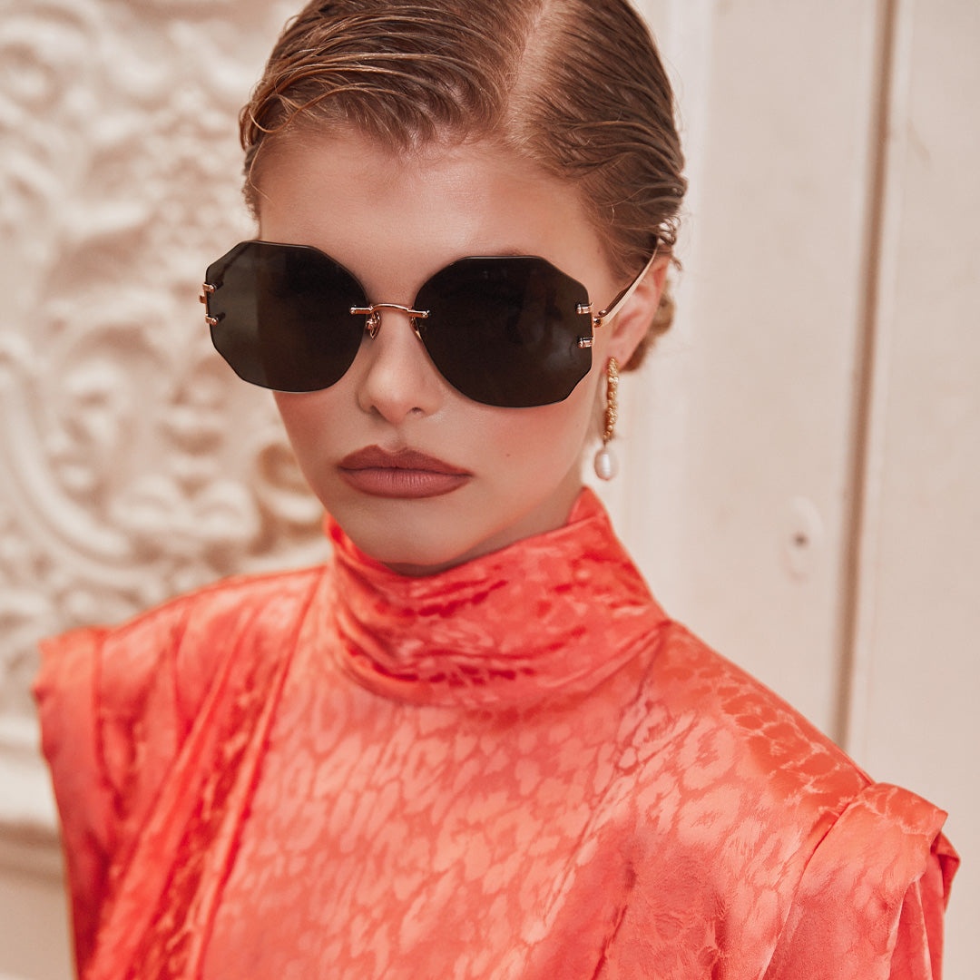 LISETTE OVERSIZED SUNGLASSES IN ROSE GOLD - 1