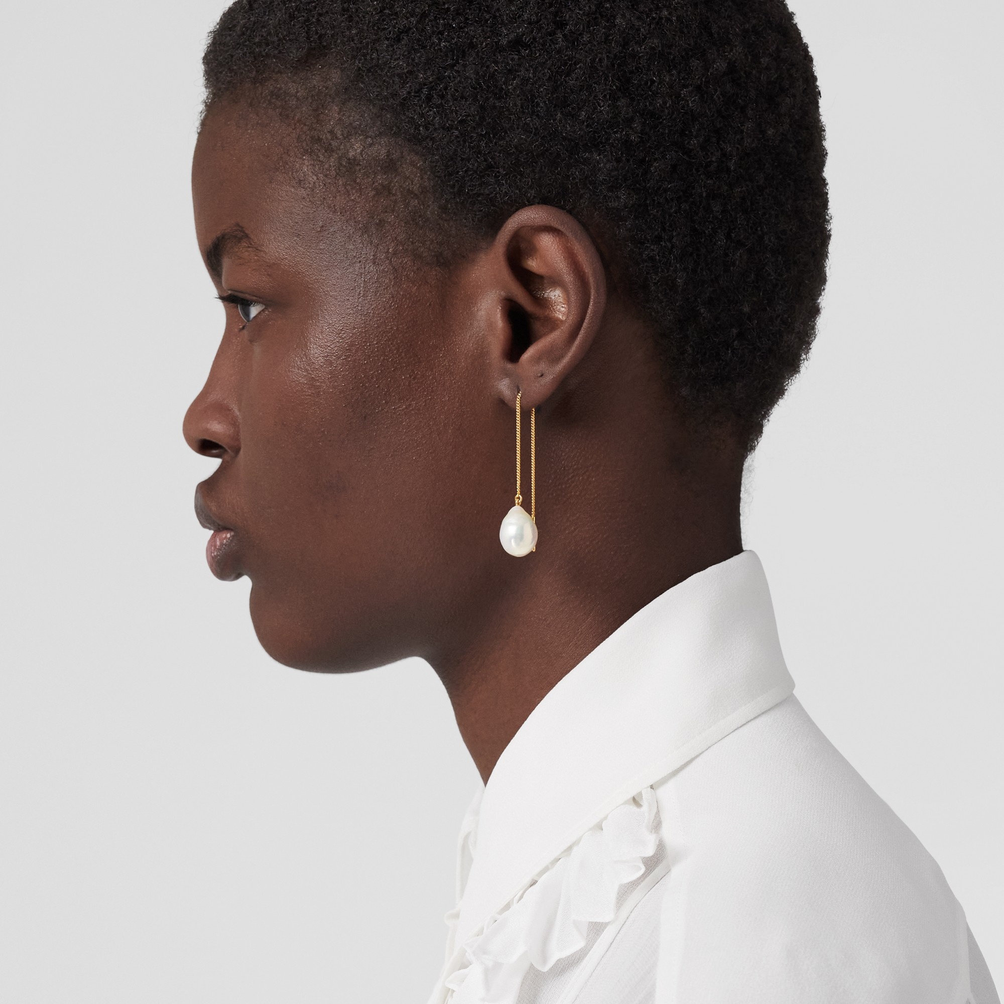 Pearl Detail Gold and Palladium-plated Earrings - 4