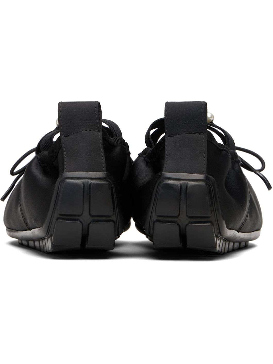 Black Embellished Grip Ballerina Flats - 2