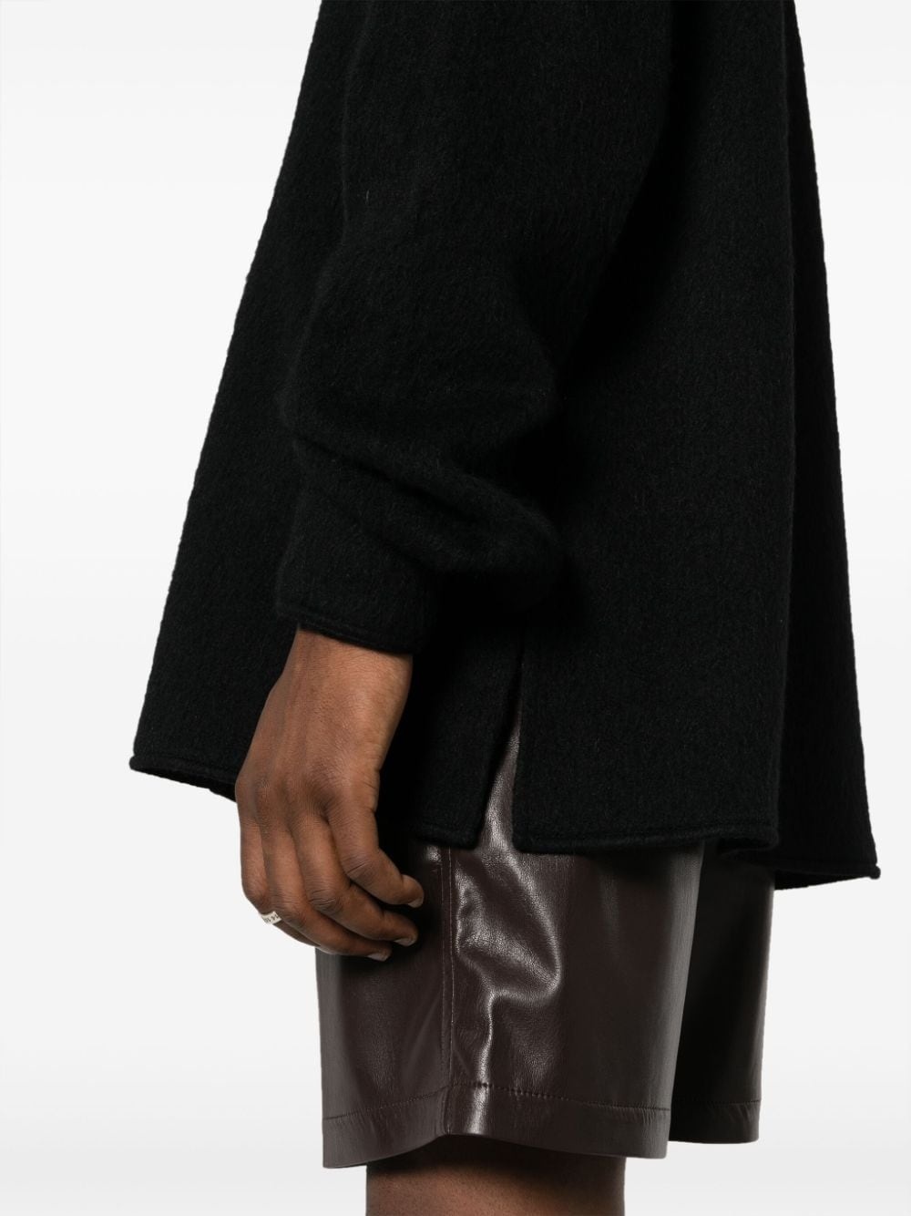 pointed-collar alpaca wool-blend overshirt - 5