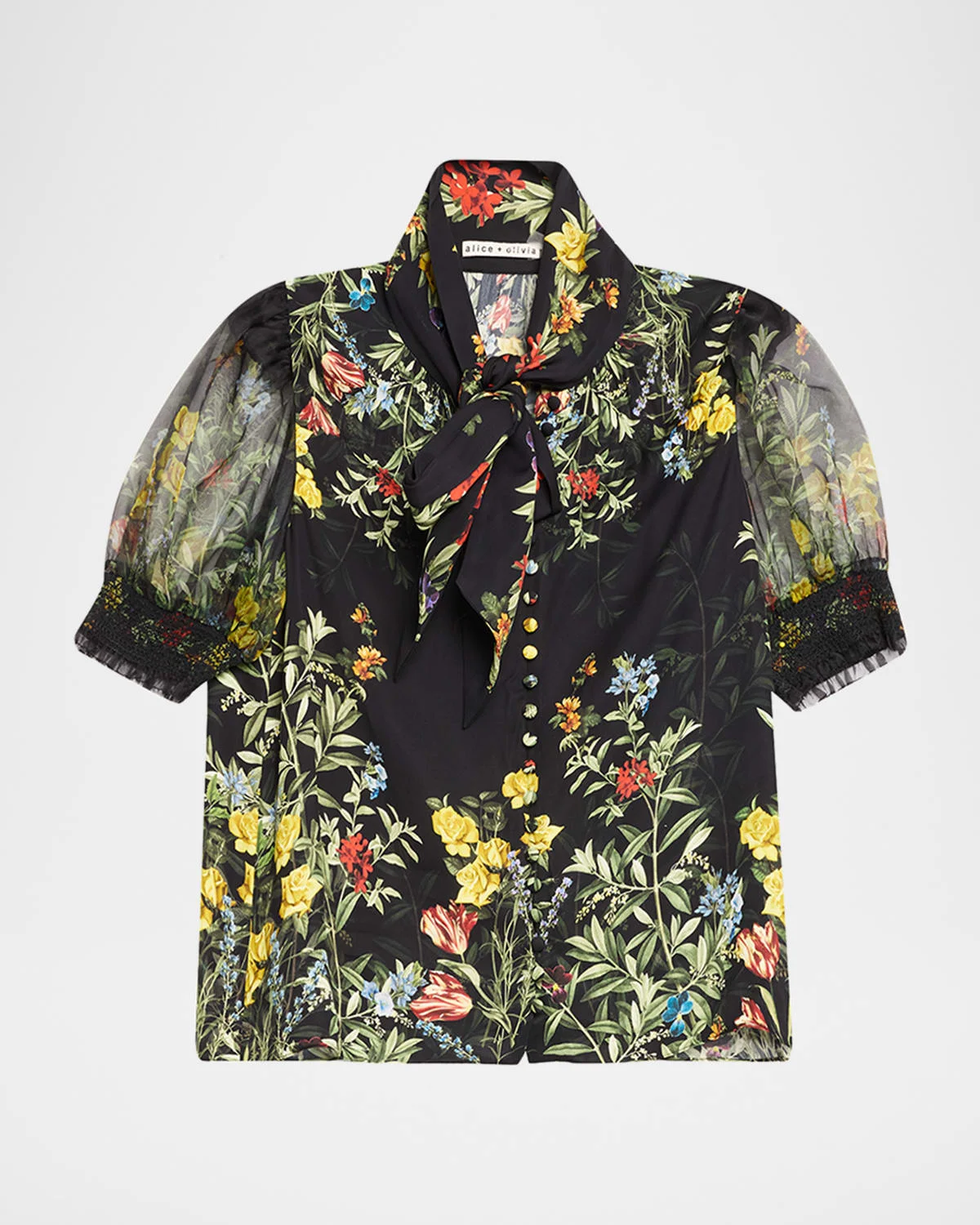 Brentley Tie-Neck Floral Blouse - 1