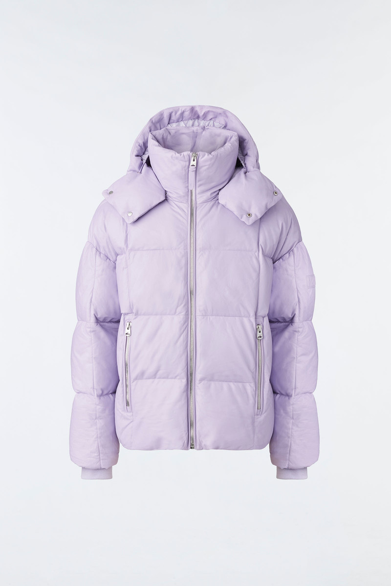 MIKKO (R) Leather down jacket with removable hood 1