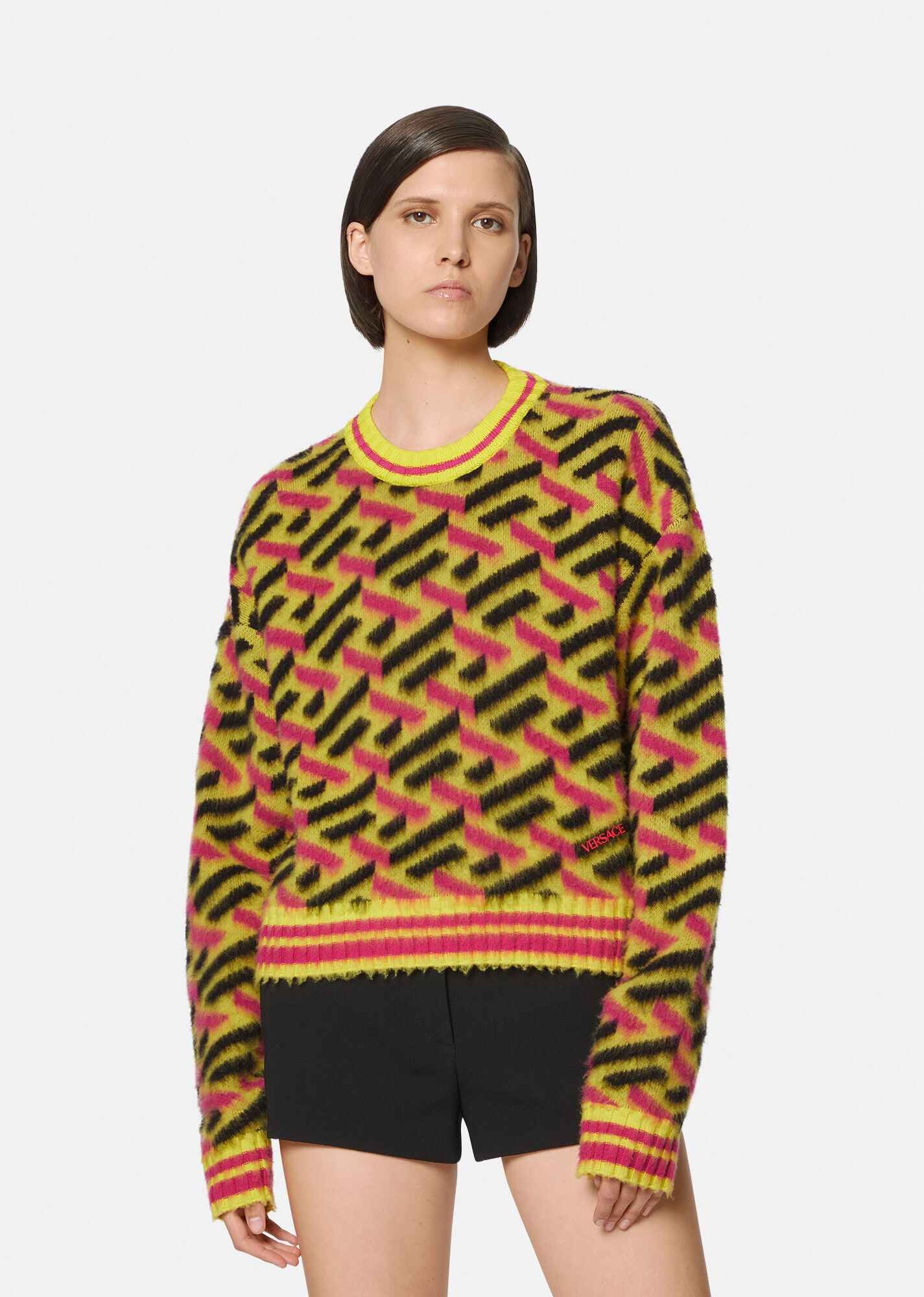 La Greca Accent Brushed Wool Sweater - 2