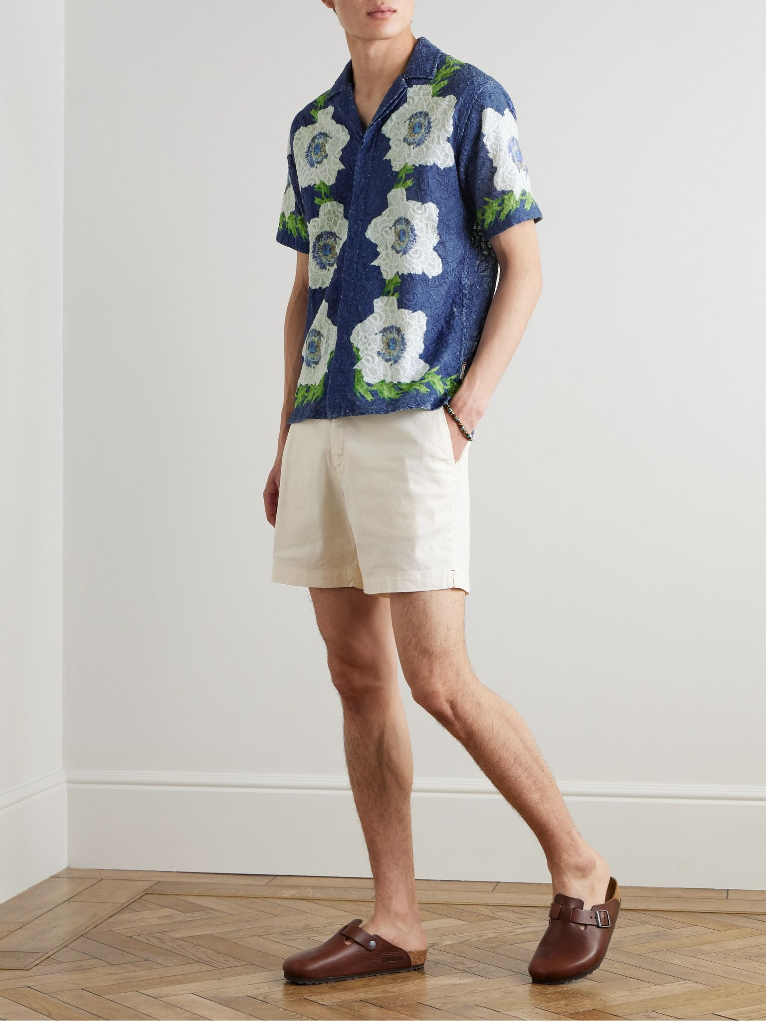 Maitan Camp-Collar Embroidered Cotton Shirt Navy - 2