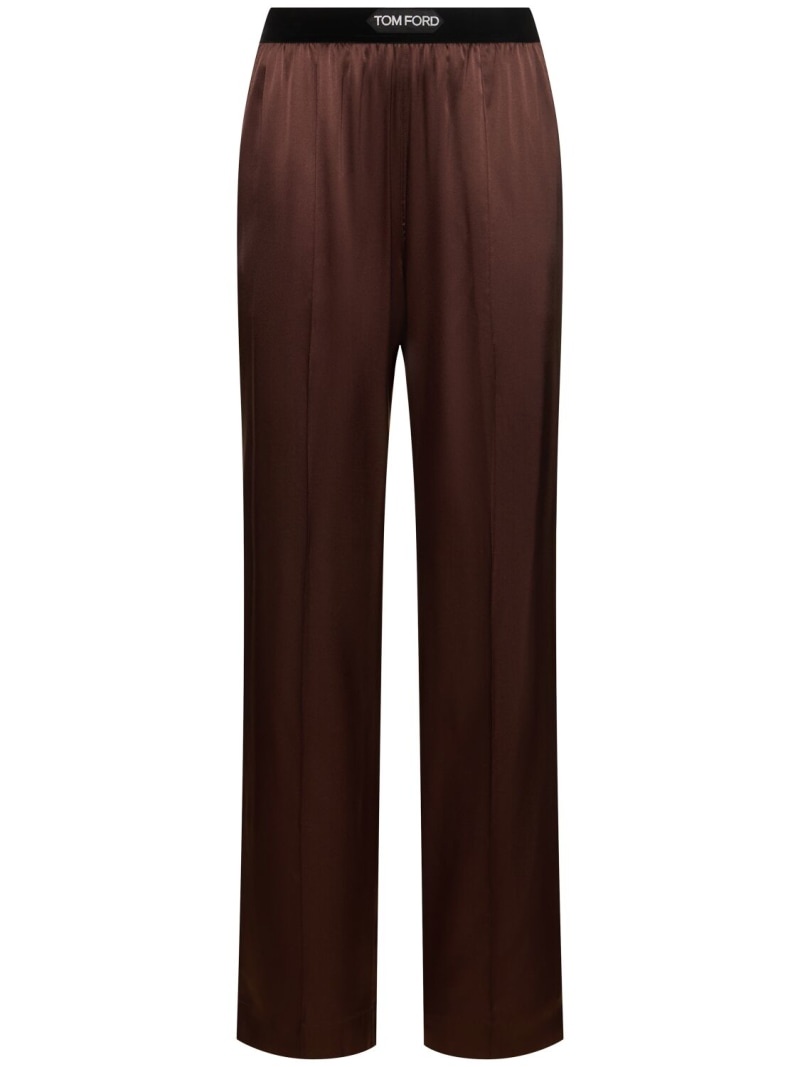 Logo silk satin pajama pants - 1