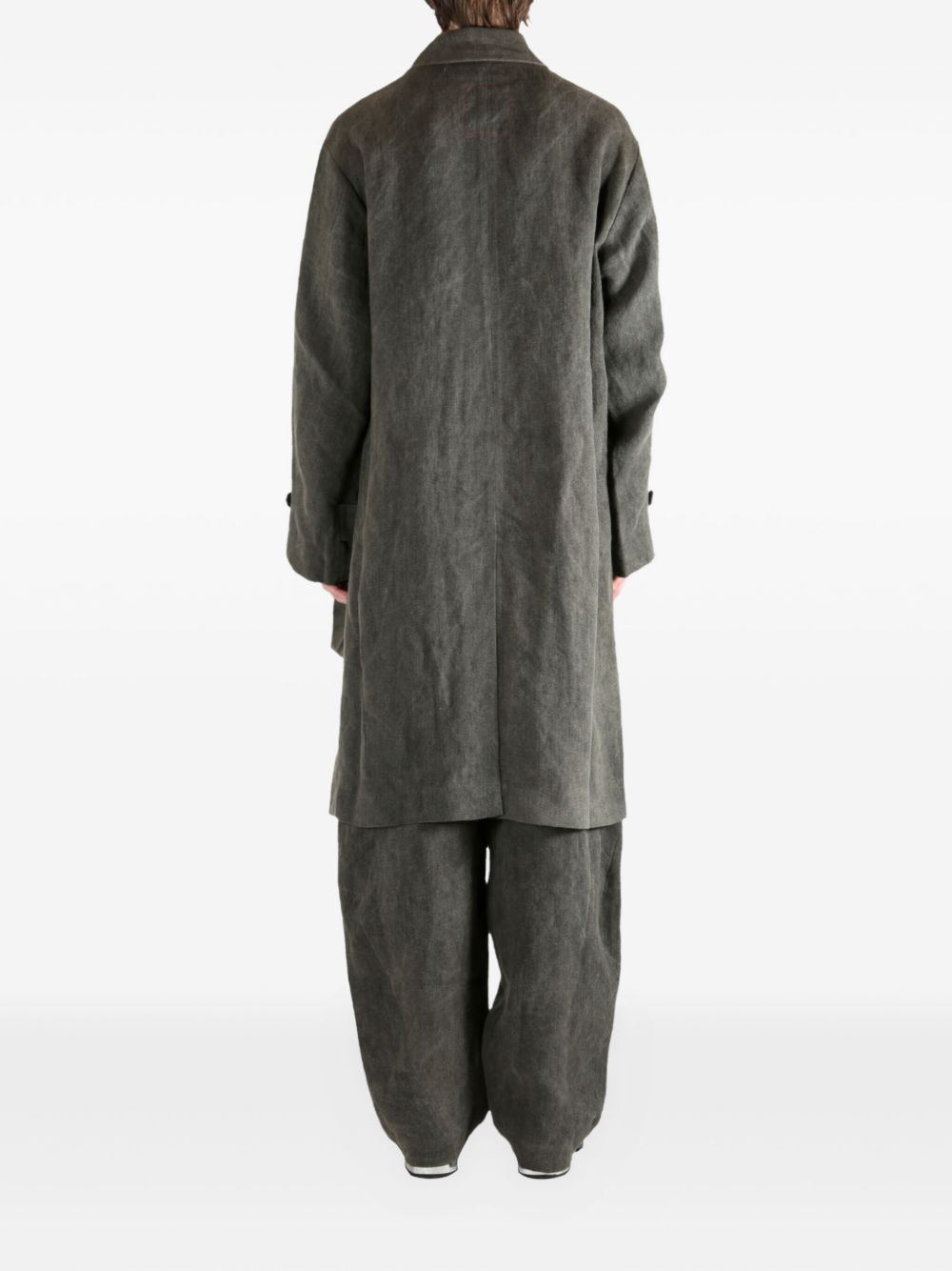 patch-pocket linen coat - 4