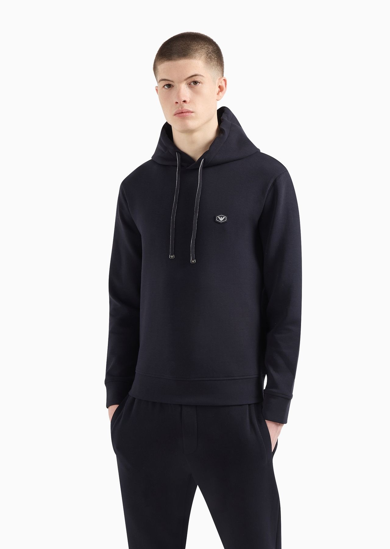 Hooded sweatshirt with micro logo patch - 2