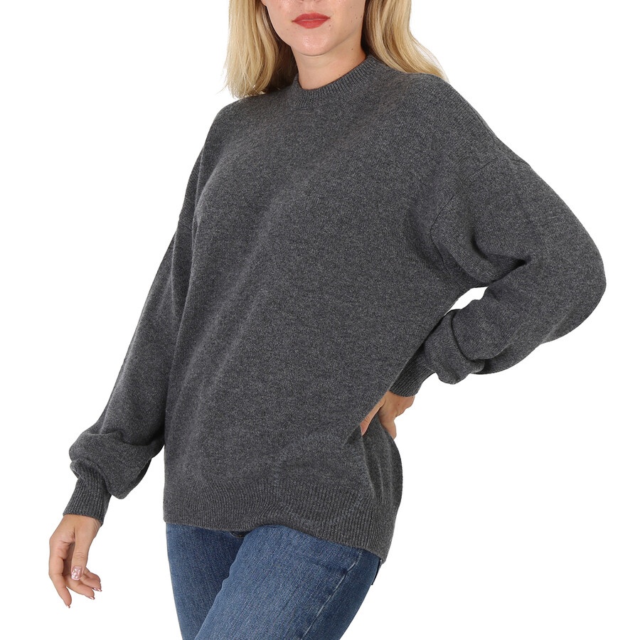 Balenciaga Ladies Anthracite Logo Embroidered Sweater - 4