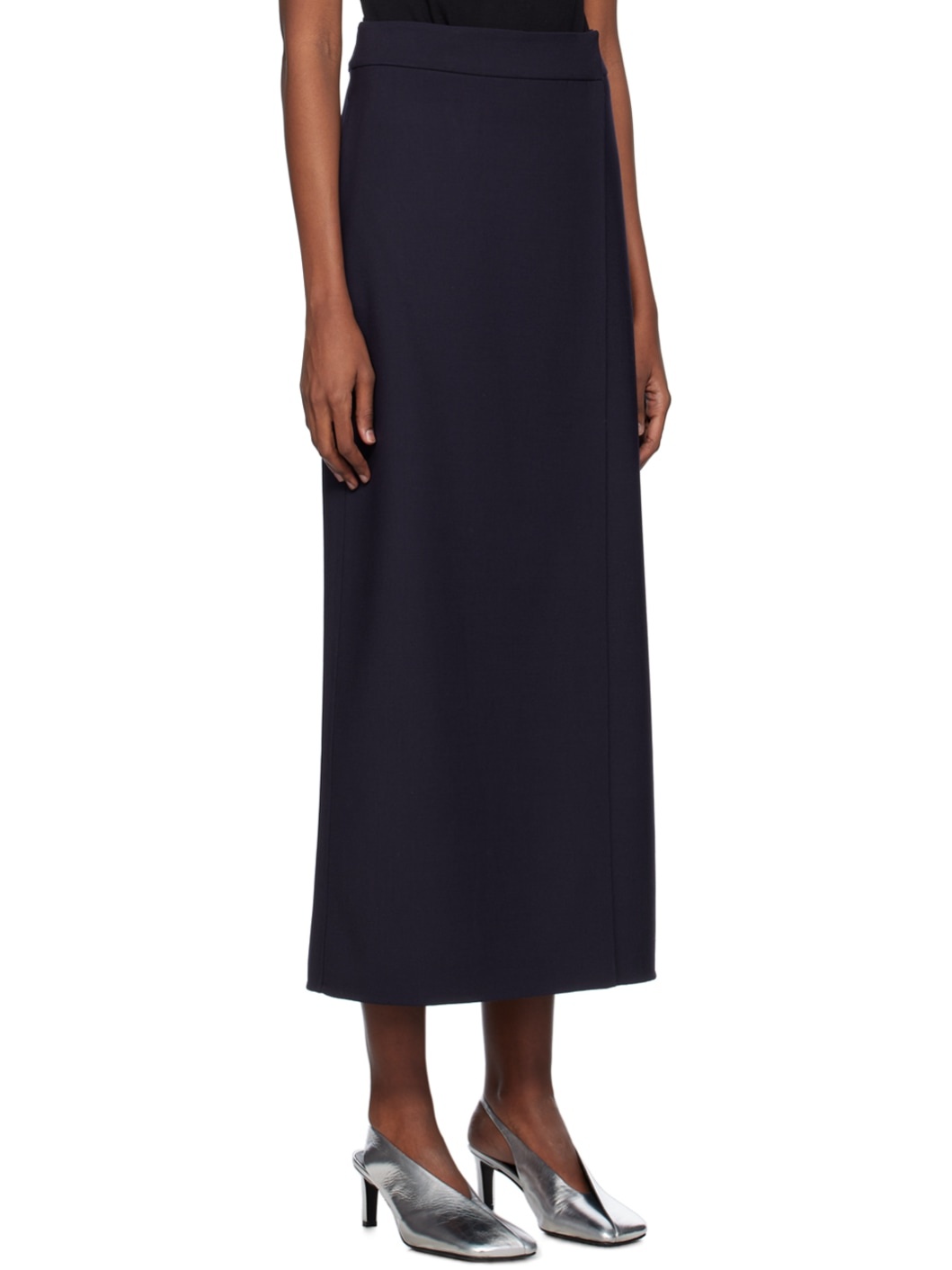 Navy Wrap Maxi Skirt - 2