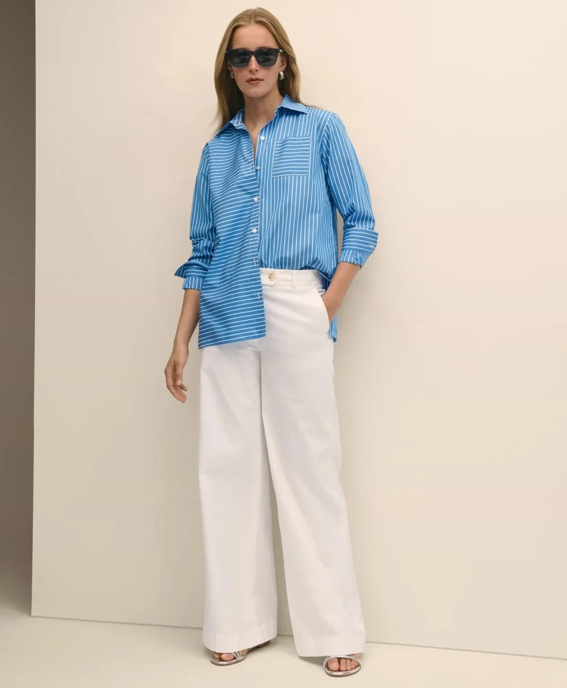 Cotton Twill Wide-Leg Pants - 1