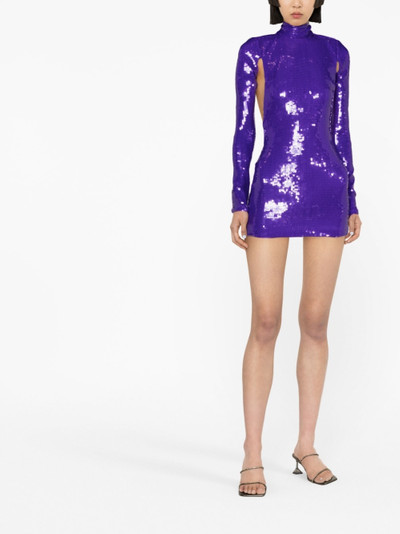 LaQuan Smith sequin-embellished open-back minidress outlook