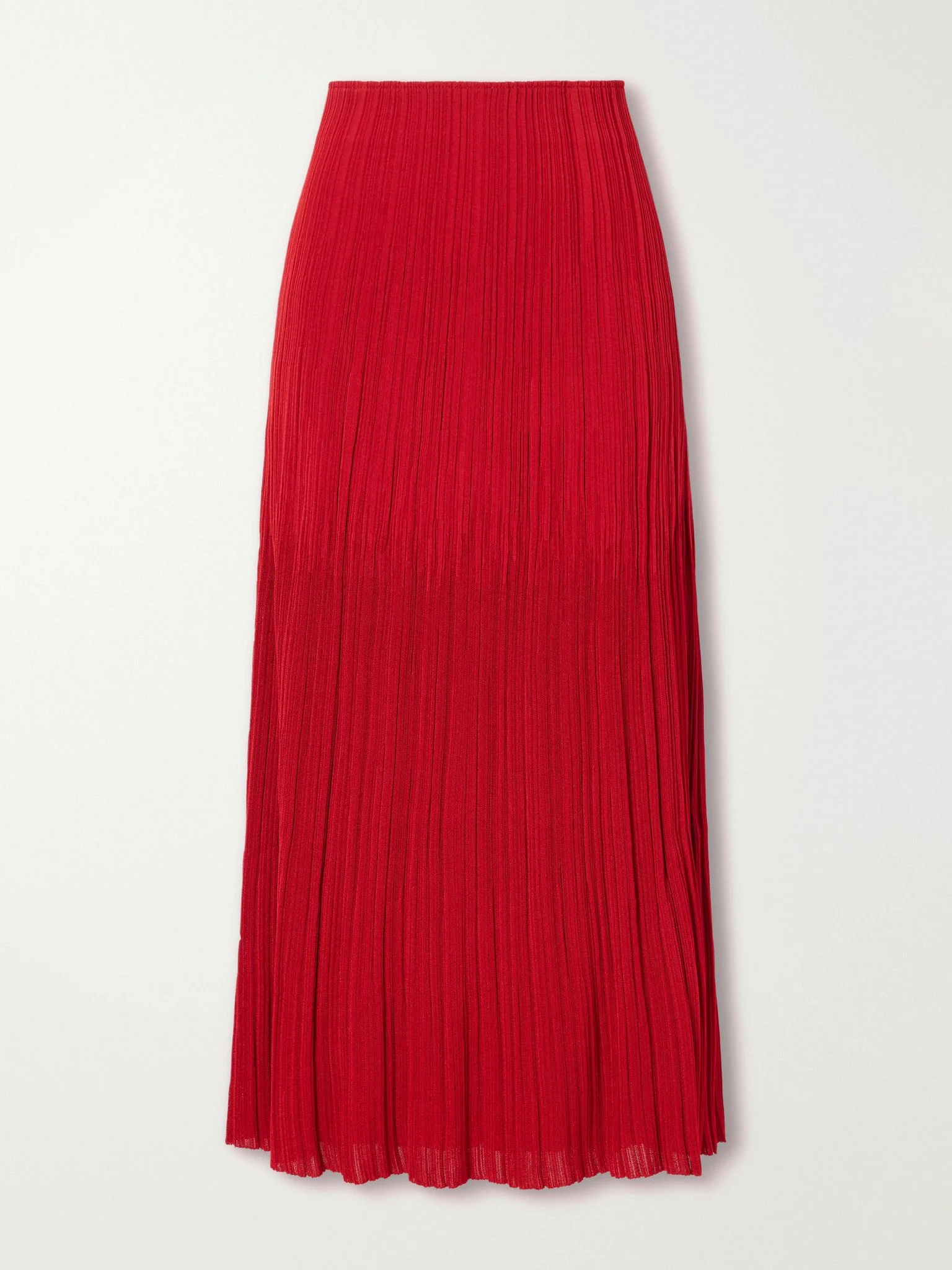 Plissé-crepe midi skirt Red - 1