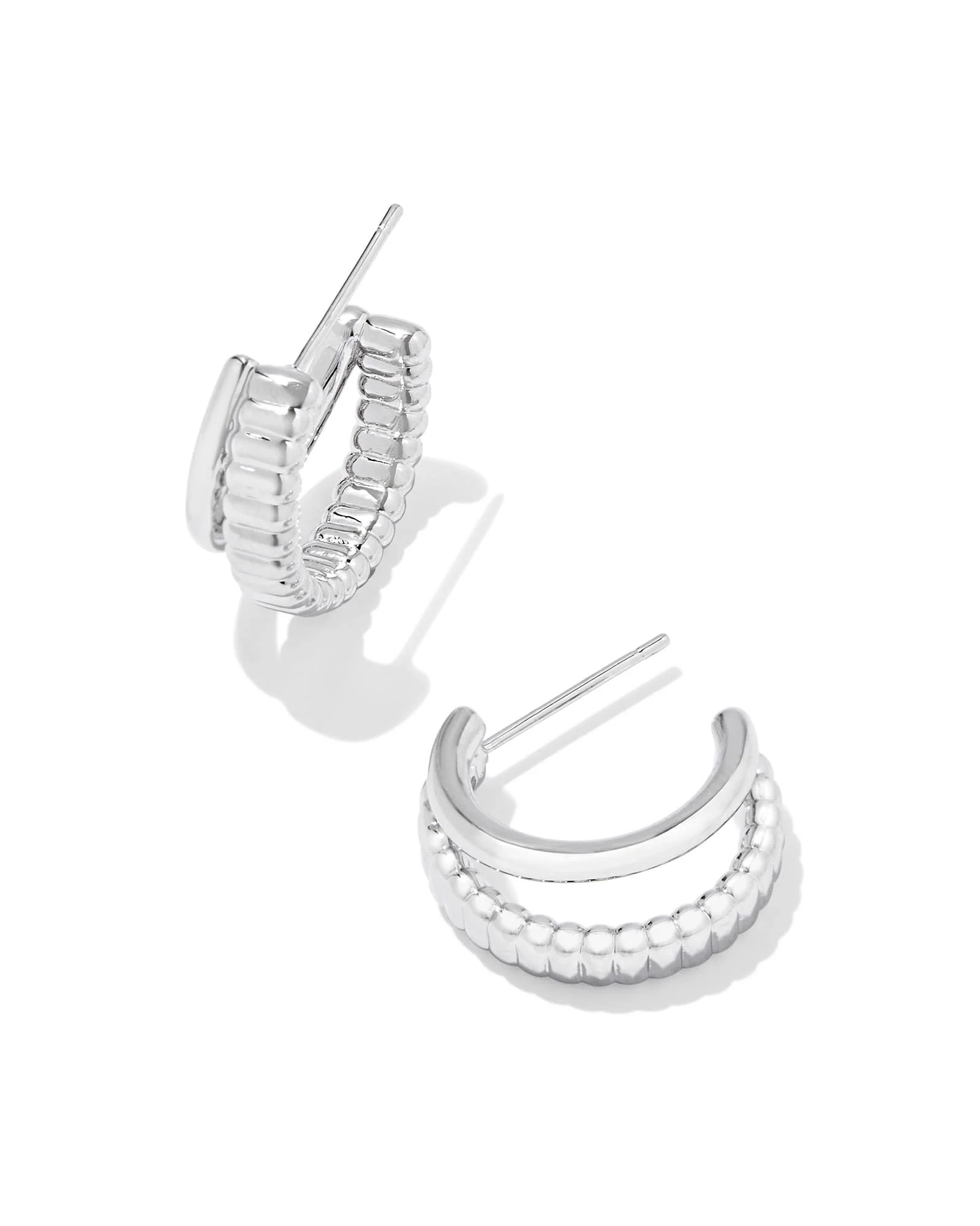 Layne Silver Huggie Earrings - 1
