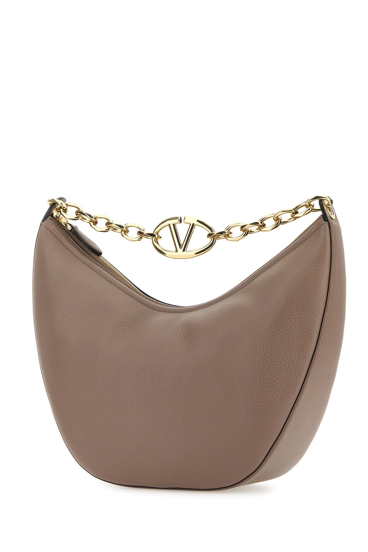 Cappuccino leather medium VLogo shoulder bag - 2