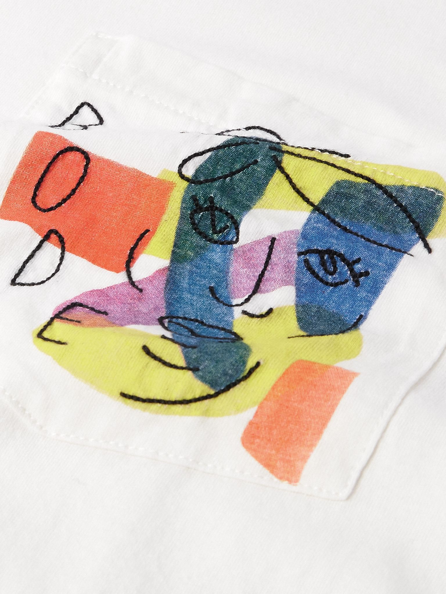 Portrait Logo-Embroidered Printed Cotton-Jersey T-Shirt White - 4