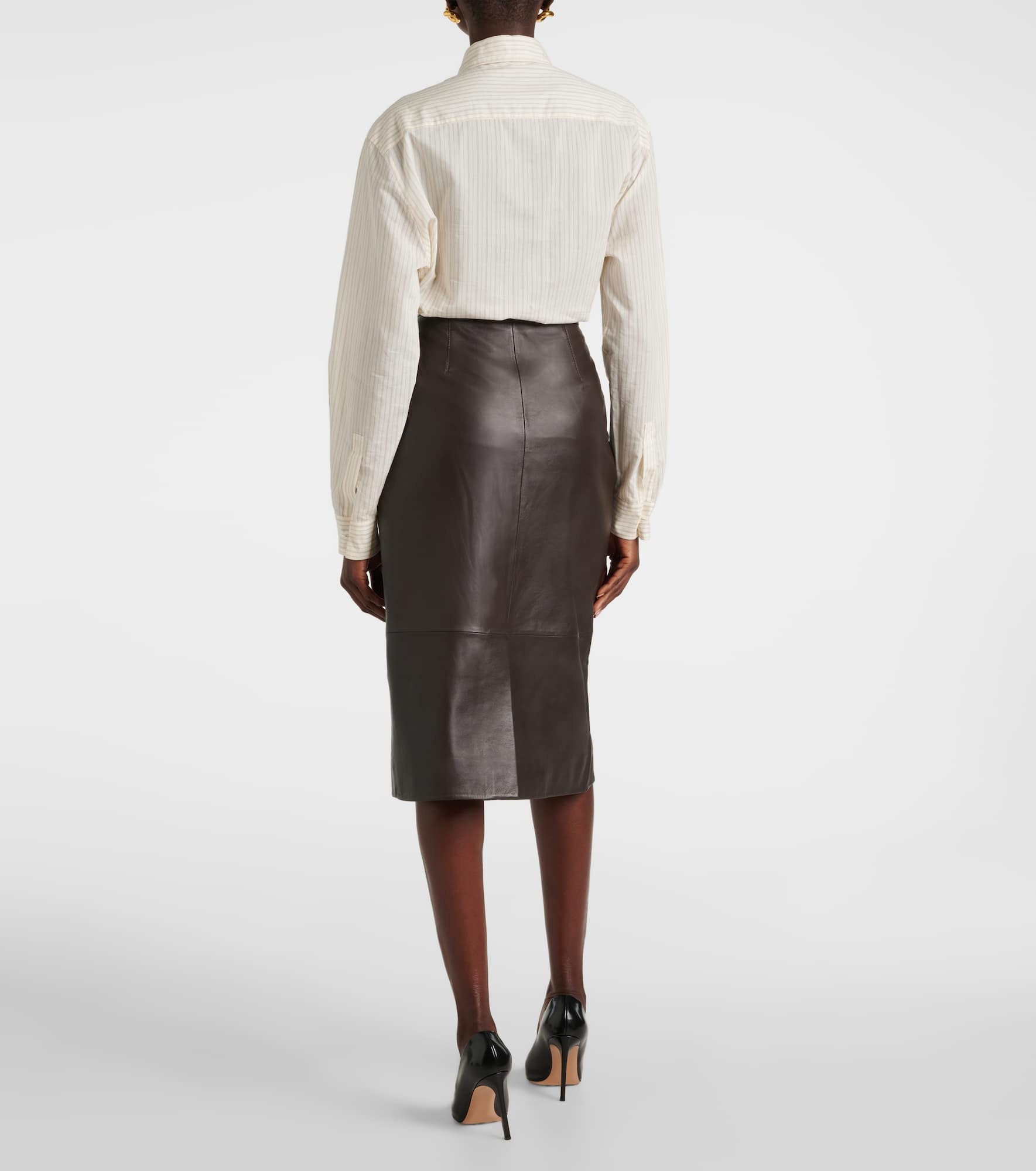 Leather midi skirt - 3