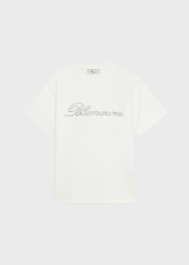 OVERSIZED T-SHIRT WITH BLUMARINE RHINESTONE EMBROIDERY - 1