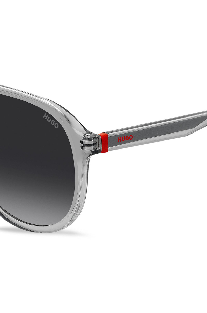 HUGO SQUARE SUNGLASSES IN TRANSPARENT BROWN ACETATE outlook