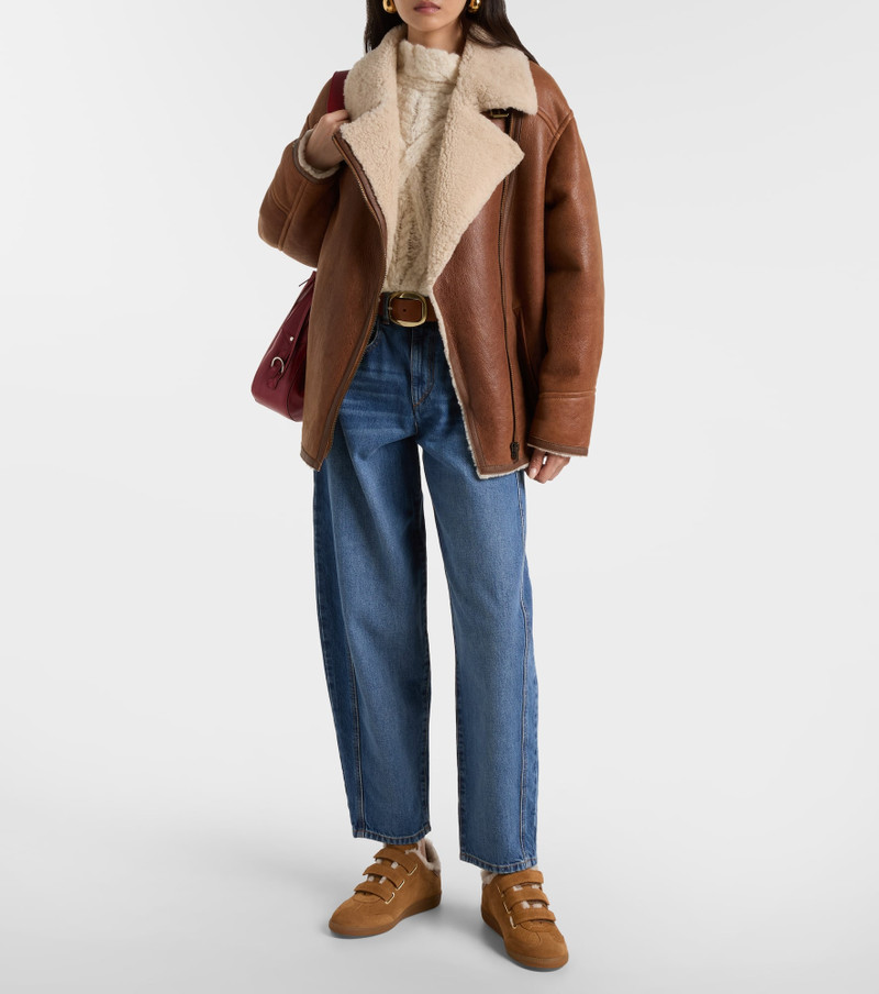 Isabel Marant Adelina shearling-trimmed leather jacket outlook